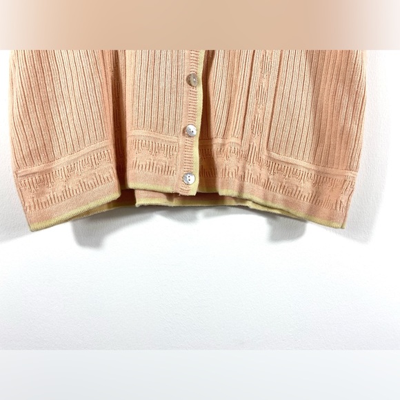 Vintage Rayon Cotton Short Sleeve Cardigan Sweater with Dark Mother of Pearl - Picture 5 of 10